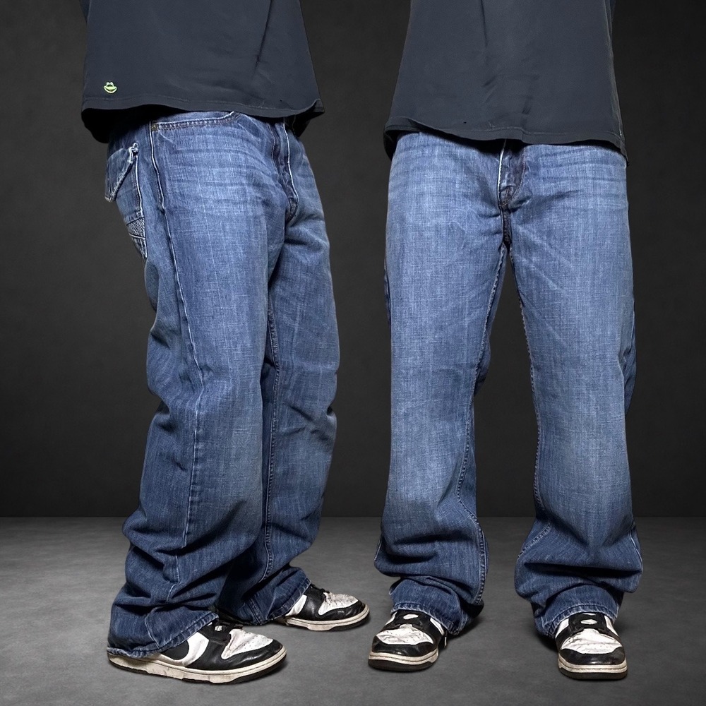 X2 M22 Classic Bootcut Jeans Blue Baggy Y2K Skater Vintage 36x32
